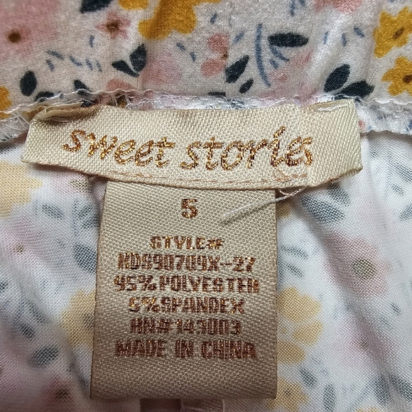 Sweet Stories Yellow Floral Pant Set with Cropped Shirt- Girls Size 5 - Picture 6 of 8